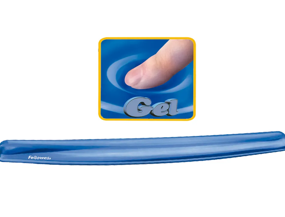 Repose-poignets fellowes gel crystal pour claviers polyuréthane coloris bleu transparent