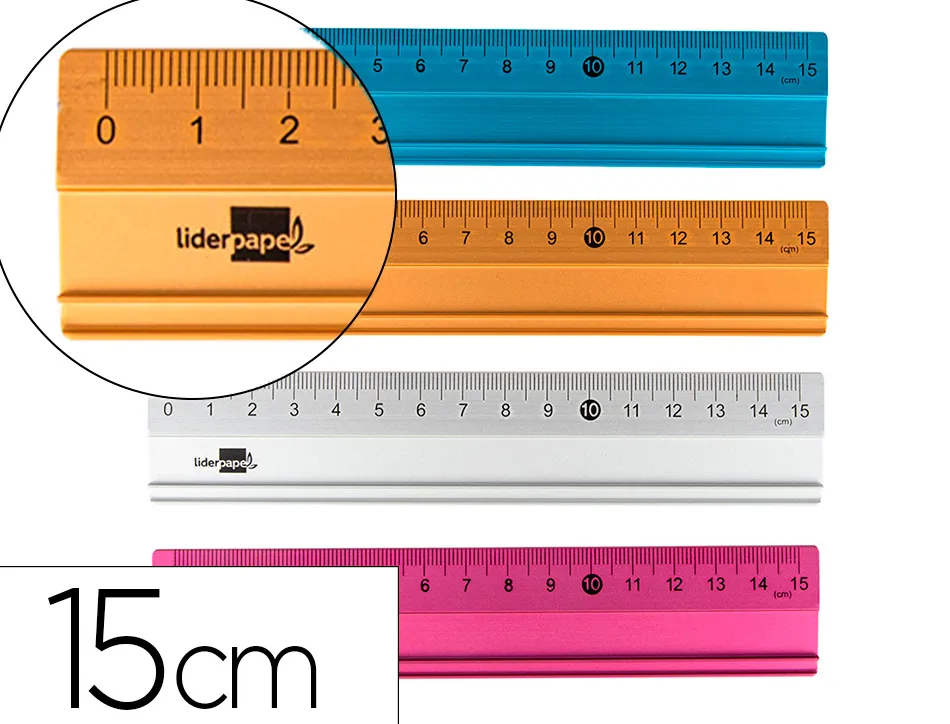 Règle liderpapel 15cm gamme aluminium coloris assortis