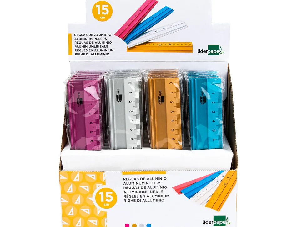Règle liderpapel 15cm gamme aluminium coloris assortis