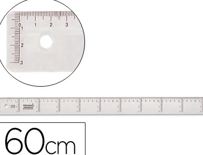 Règle liderpapel graduation verticale horizontale 60cm bord biseauté gamme cristal transparente économique