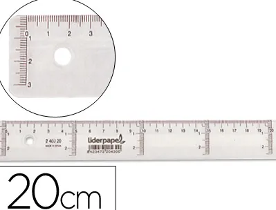 Règle liderpapel graduation verticale horizontale 20cm bord biseauté gamme cristal transparente économique