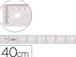 Règle liderpapel graduation verticale horizontale 40cm bord biseauté gamme cristal transparente économique