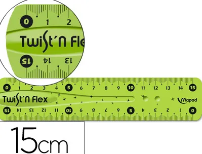 Règle plate maped twist'n'flex 15cm souple incassable ludique 3 coloris assortis bleu vert rose