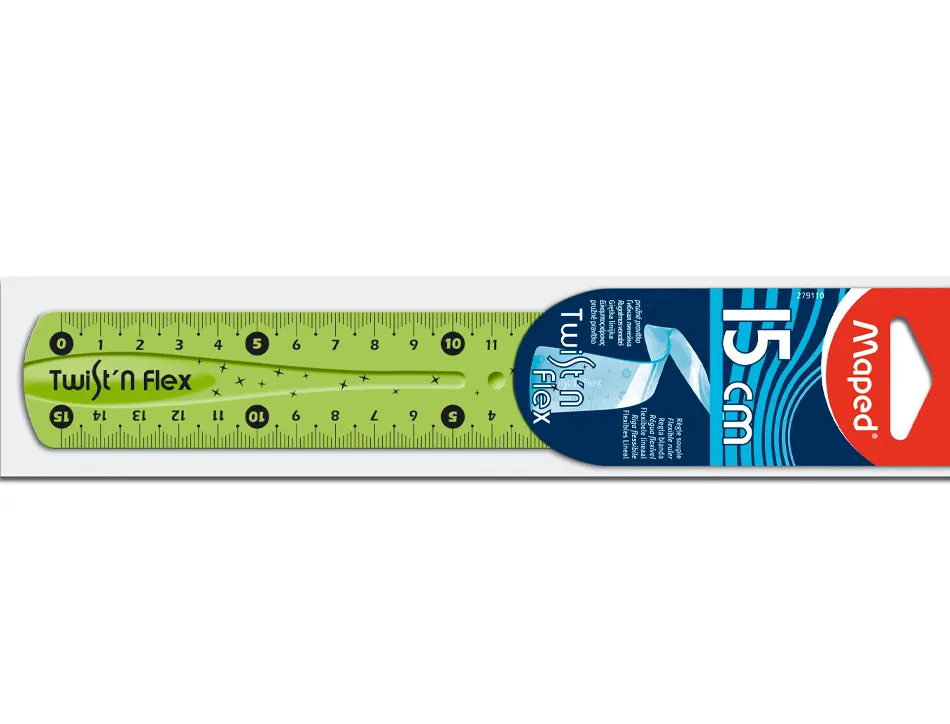 Règle plate maped twist'n'flex 15cm souple incassable ludique 3 coloris assortis bleu vert rose