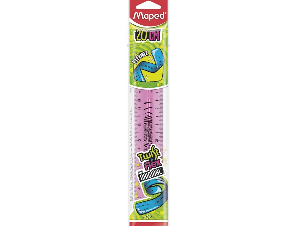 Règle plate maped twist'n'flex 20cm souple incassable ludique 3 coloris assortis bleu vert rose