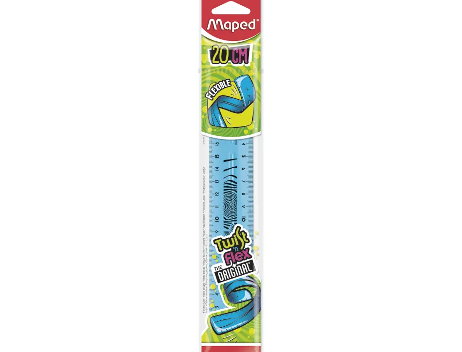 Règle plate maped twist'n'flex 20cm souple incassable ludique 3 coloris assortis bleu vert rose