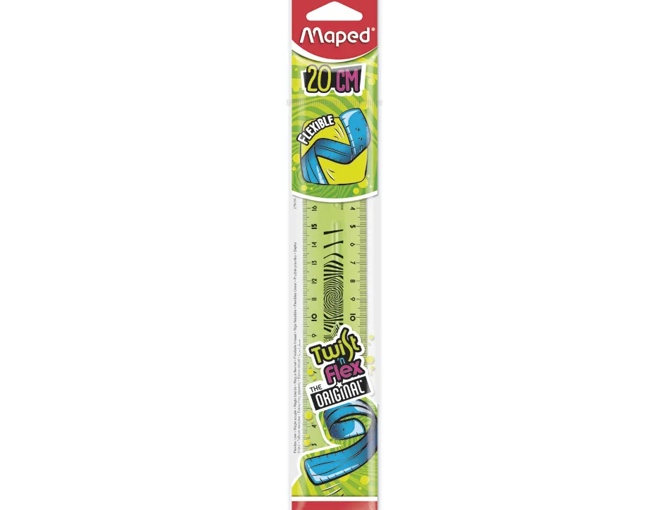 Règle plate maped twist'n'flex 20cm souple incassable ludique 3 coloris assortis bleu vert rose