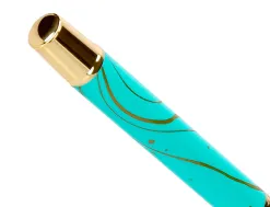 Roller belius aqua aluminium details et attributs or encre noire coloris turquoise dans coffret cadeau