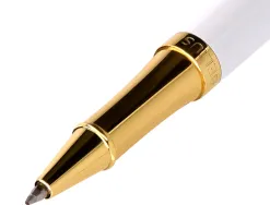 Roller belius b&w aluminium attributs or encre noire coloris noir zebrures blanches dans coffret cadeau