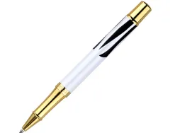 Roller belius b&w aluminium attributs or encre noire coloris noir zebrures blanches dans coffret cadeau