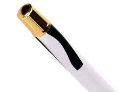 Roller belius b&w aluminium attributs or encre noire coloris noir zebrures blanches dans coffret cadeau