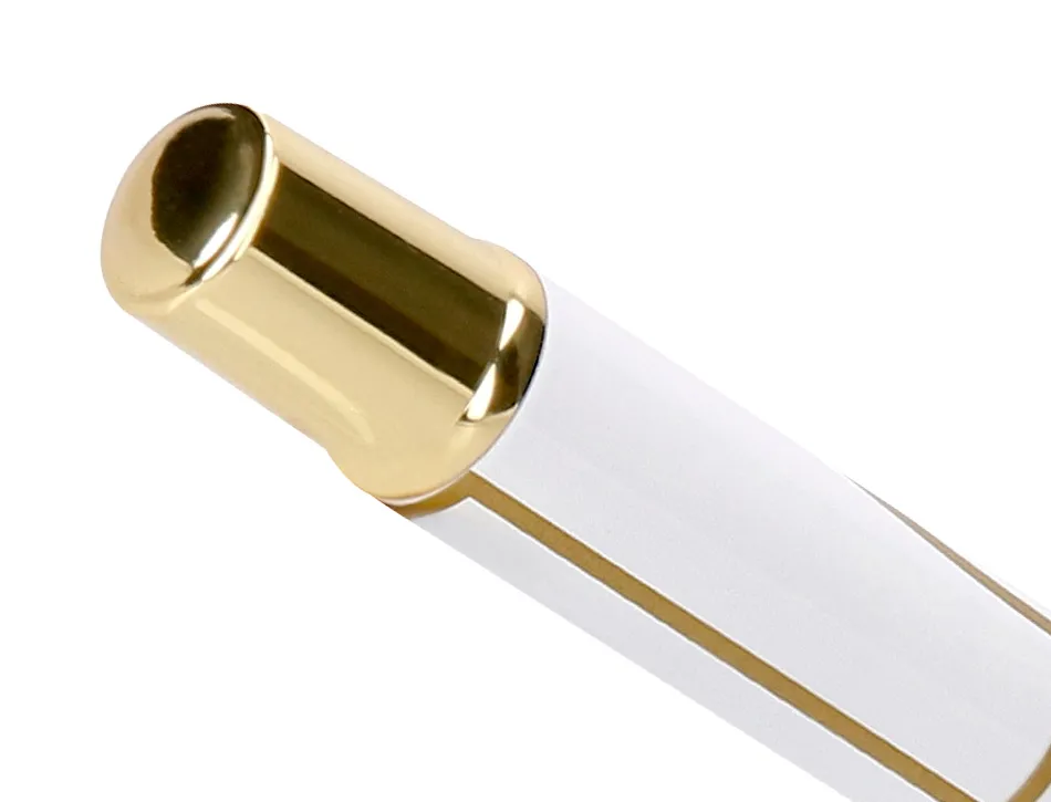 Roller belius carte blanche aluminium details et attributs or encre noire coloris blanc dans coffret cadeau