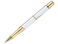 Roller belius carte blanche aluminium details et attributs or encre noire coloris blanc dans coffret cadeau