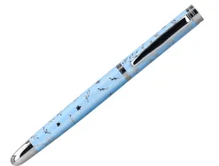 Roller belius collection1 aluminium encre noire coloris bleu ciel design relief argente boite design