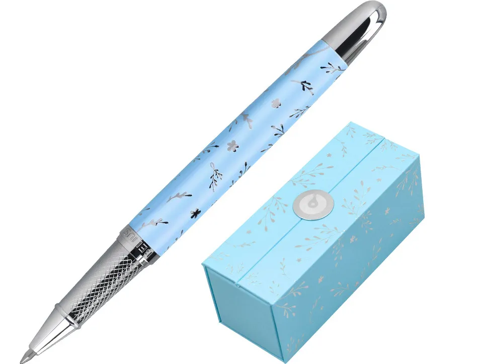Roller belius collection1 aluminium encre noire coloris bleu ciel design relief argente boite design
