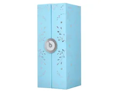 Roller belius collection1 aluminium encre noire coloris bleu ciel design relief argente boite design