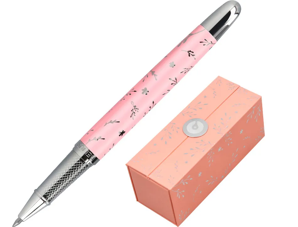 Roller belius collection1 aluminium encre noire coloris rose design relief argente boite design