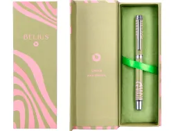 Roller belius ink dreams aluminium attributs argent encre noire coloris vert matcha ondulations rose dans coffret cadeau