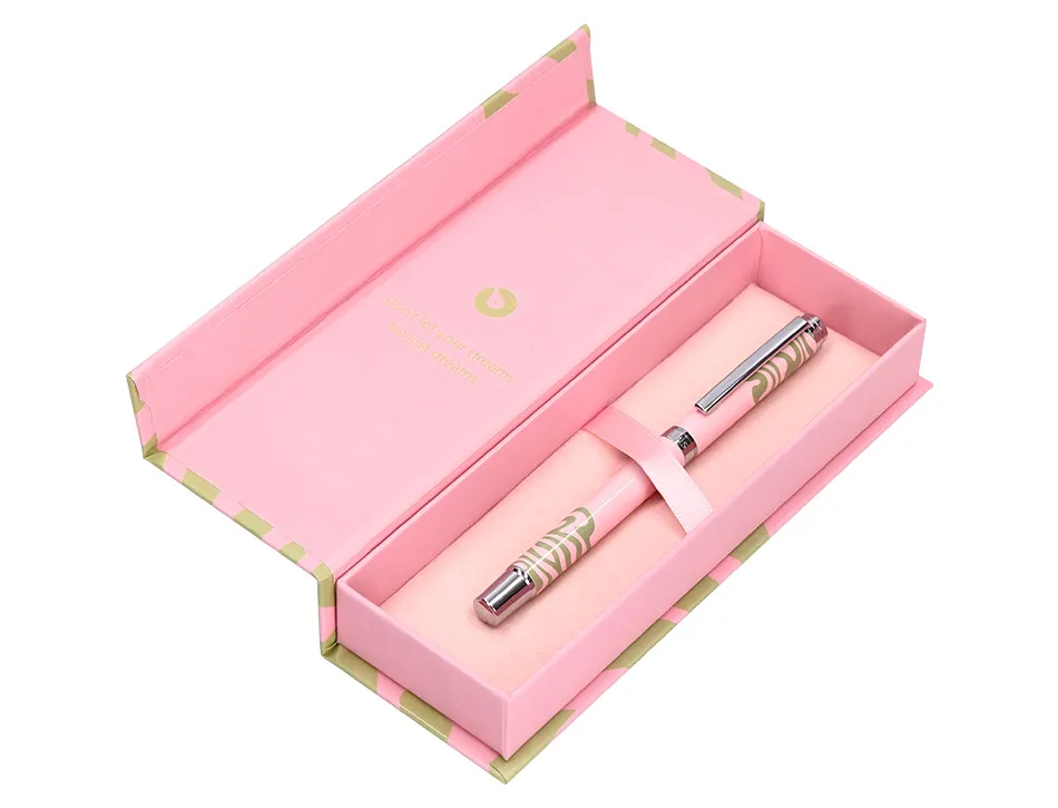Roller belius ink dreams aluminium attributs argent encre noire coloris rose ondulations vert matcha dans coffret cadeau