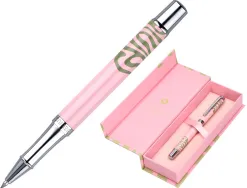 Roller belius ink dreams aluminium attributs argent encre noire coloris rose ondulations vert matcha dans coffret cadeau