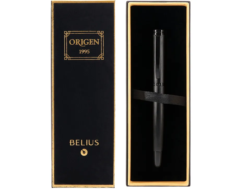 Roller belius origen aluminium brosse encre noire coloris noir dans coffret cadeau