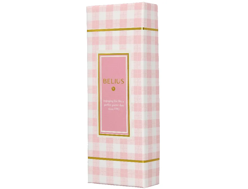 Roller belius picnic aluminium encre noire coloris rose dore boite design