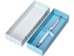 Roller belius picnic aluminium encre noire coloris bleu ciel dore boite design