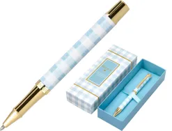 Roller belius picnic aluminium encre noire coloris bleu ciel dore boite design