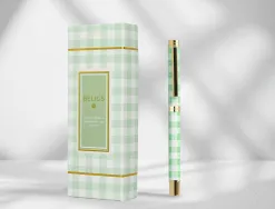 Roller belius picnic aluminium encre noire coloris vert dore boite design