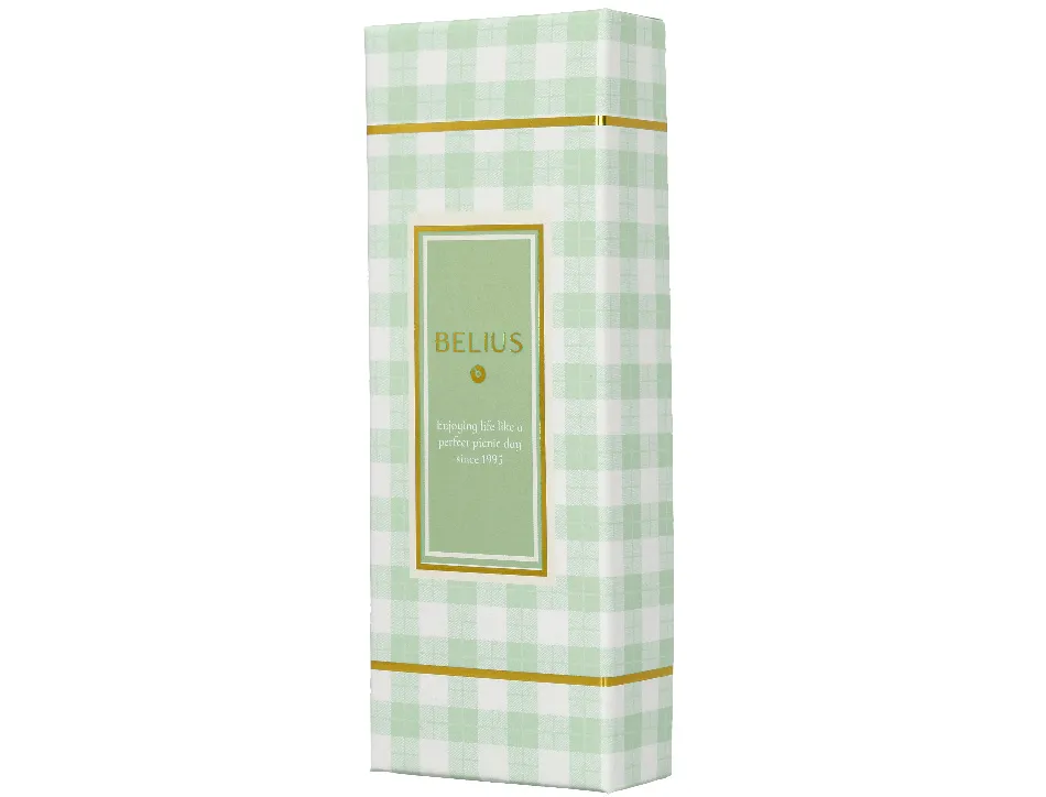 Roller belius picnic aluminium encre noire coloris vert dore boite design