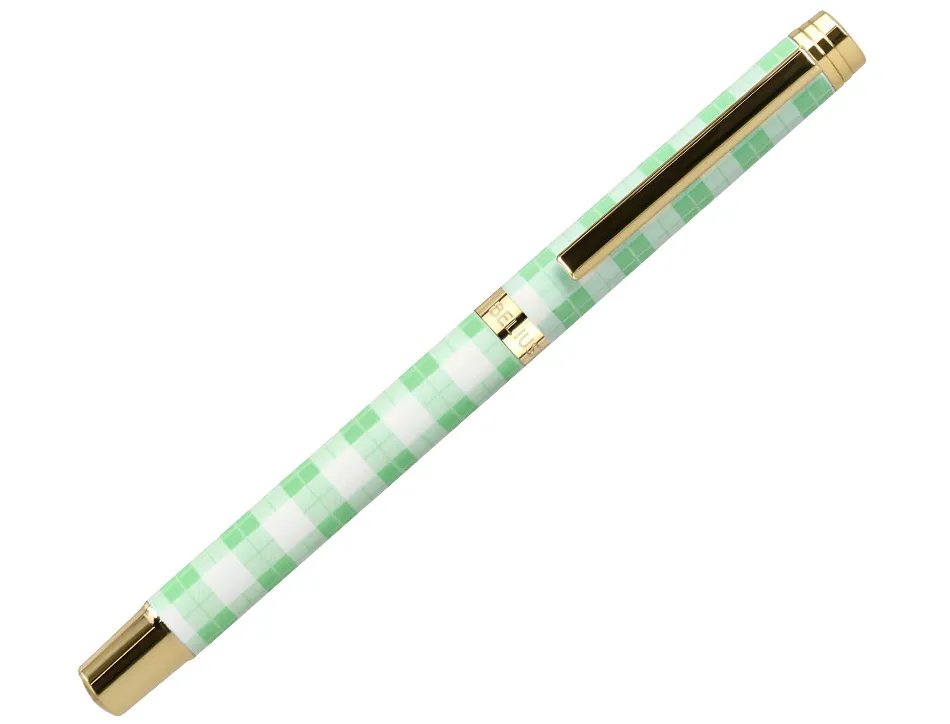 Roller belius picnic aluminium encre noire coloris vert dore boite design