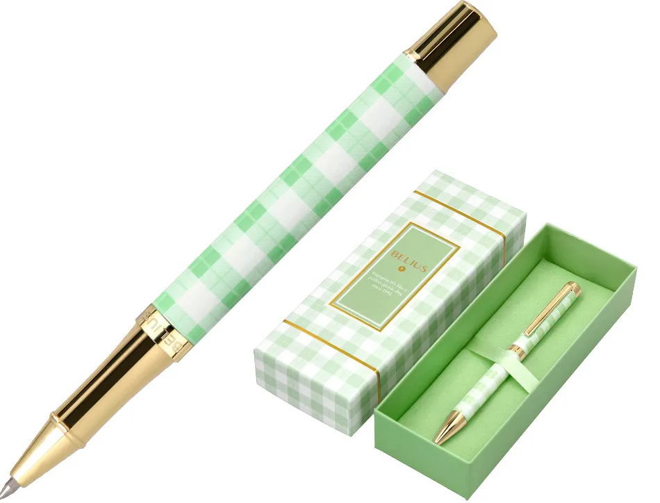 Roller belius picnic aluminium encre noire coloris vert dore boite design