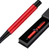 Roller belius turbo aluminium texture pointillee attributs noir encre bleue coloris rouge dans coffret cadeau