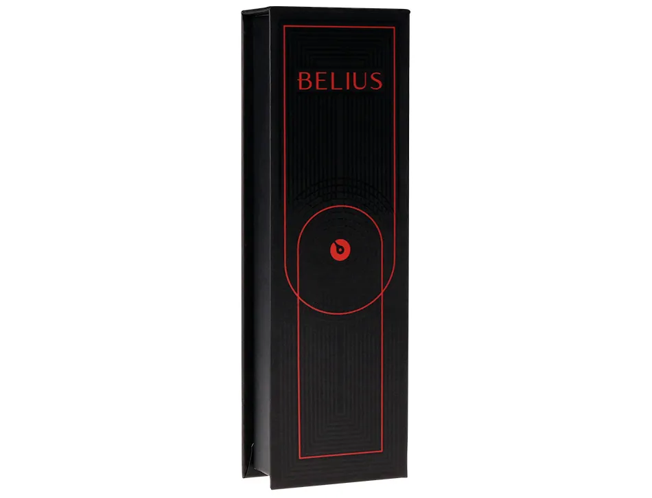 Roller belius turbo aluminium texture pointillee attributs noir encre bleue coloris rouge dans coffret cadeau