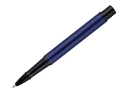 Roller belius turbo aluminium texture pointillee attributs noir encre bleue coloris bleu dans coffret cadeau