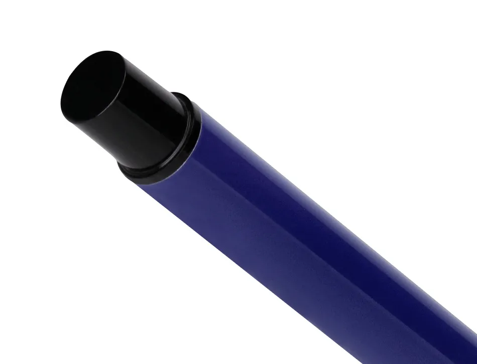 Roller belius turbo aluminium texture pointillee attributs noir encre bleue coloris bleu dans coffret cadeau