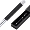Roller belius turbo aluminium texture pointillee attributs argent encre bleue coloris noir dans coffret cadeau