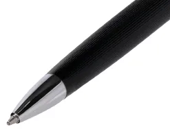 Roller belius turbo aluminium texture pointillee attributs argent encre bleue coloris noir dans coffret cadeau