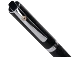 Roller belius turbo aluminium texture pointillee attributs argent encre bleue coloris noir dans coffret cadeau