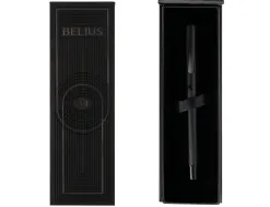 Roller belius turbo monochrome aluminium texture pointillee encre bleue coloris noir dans coffret cadeau