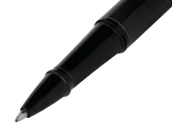 Roller belius turbo monochrome aluminium texture pointillee encre bleue coloris noir dans coffret cadeau