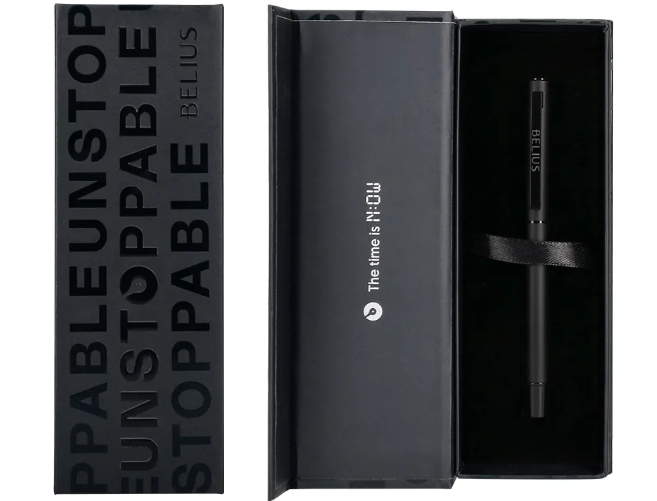 Roller belius unstoppable monochrome aluminium encre noire coloris noir dans coffret cadeau