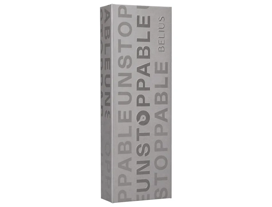 Roller belius unstoppable monochrome aluminium encre noire coloris argent dans coffret cadeau