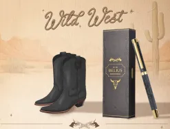 Roller belius wild west aluminium encre noire coloris noir dore boite design