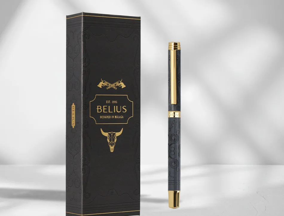 Roller belius wild west aluminium encre noire coloris noir dore boite design