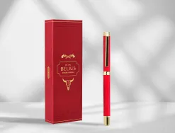Roller belius wild west aluminium encre noire coloris bordeaux dore boite design