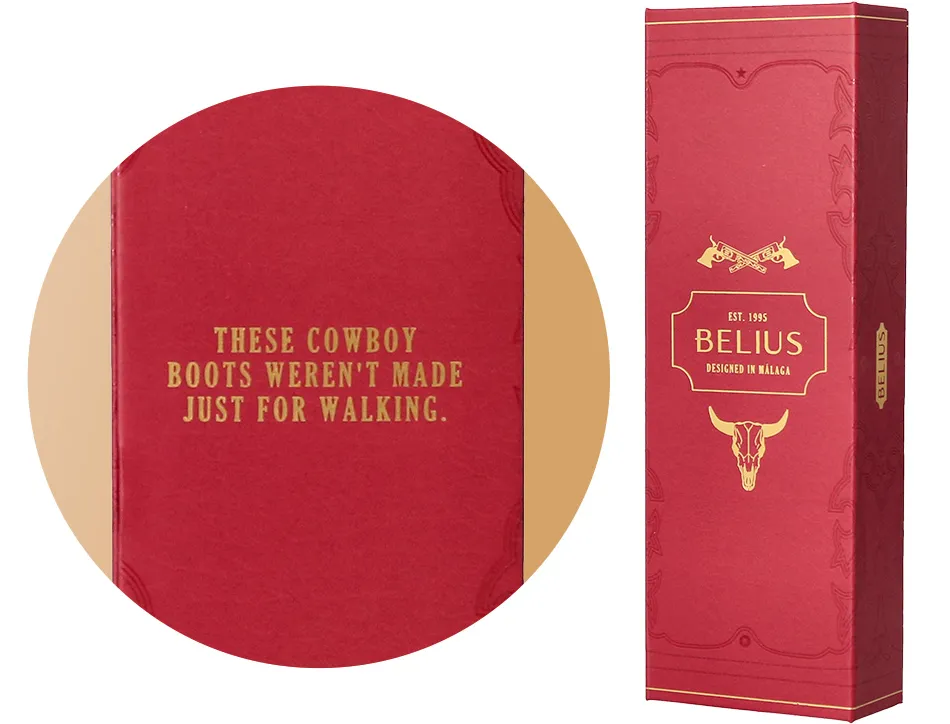 Roller belius wild west aluminium encre noire coloris bordeaux dore boite design