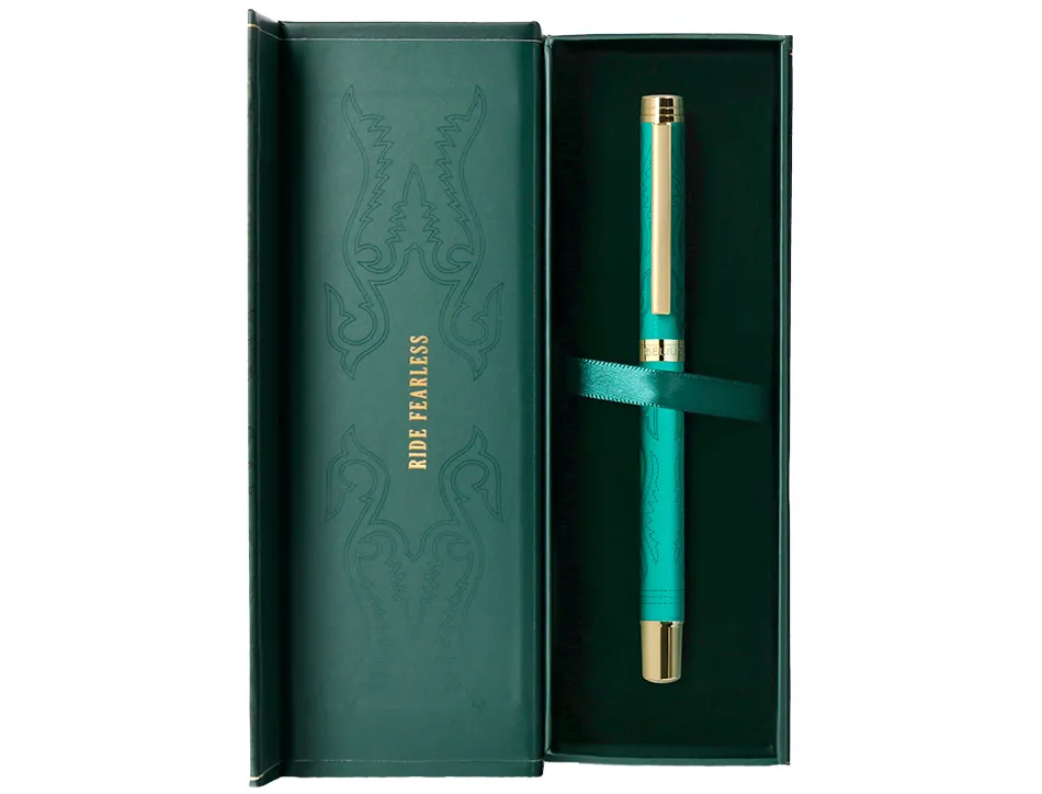 Roller belius wild west aluminium encre noire coloris vert dore boite design