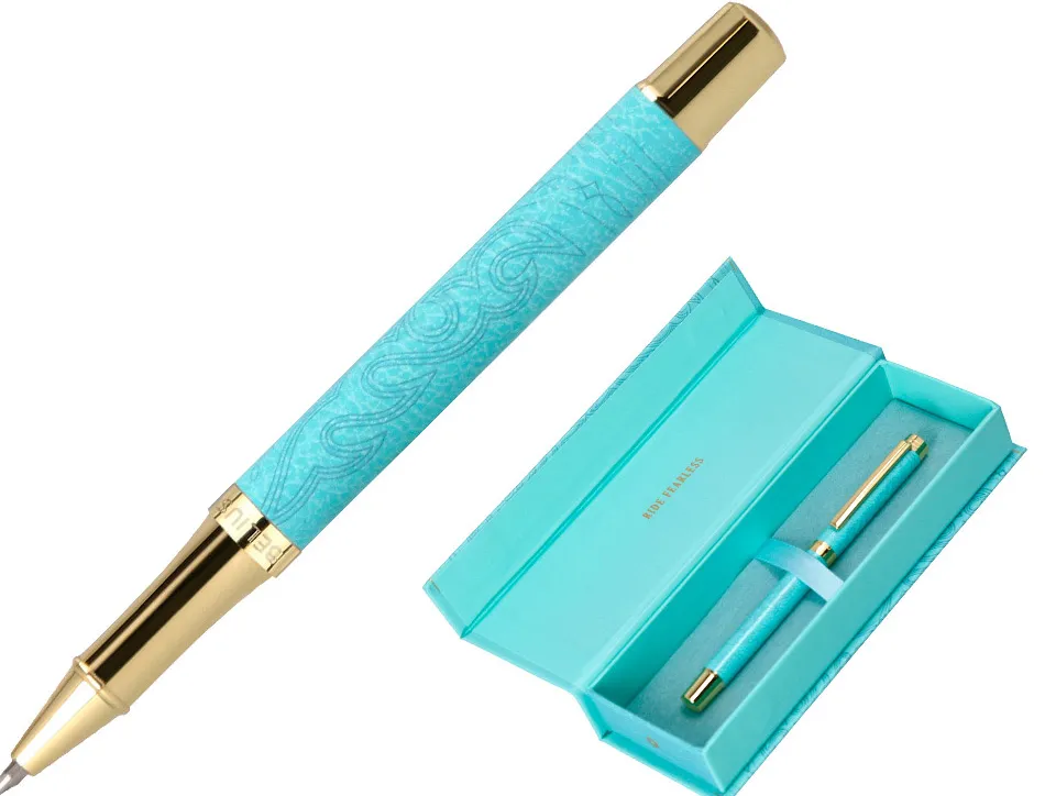 Roller belius wild west aluminium encre noire coloris bleu turquoise boite design