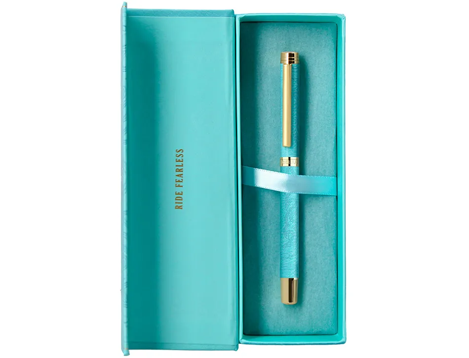 Roller belius wild west aluminium encre noire coloris bleu turquoise boite design